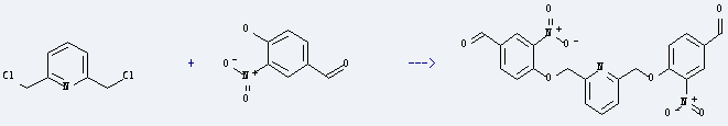 4-Hydroxy-3-nitrobenzaldehyde is used to produce 2,6-di-(2'-nitro-4'-formylphenoxymethyl)pyridine by reaction with 2,6-bis-chloromethyl-pyridine.